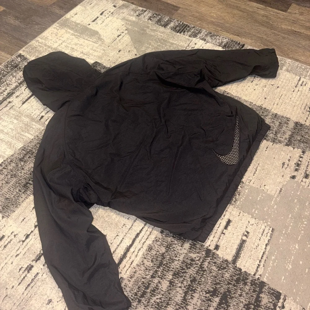 Vintage Nike Big Swoosh Insulated Hooded Windbreaker Jacket XL Black